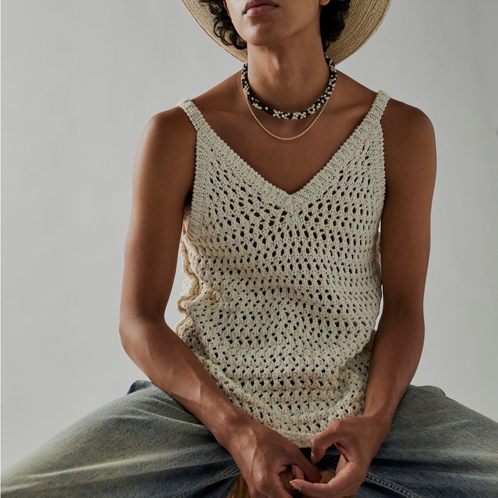 Free People Cream Knit Tank Top